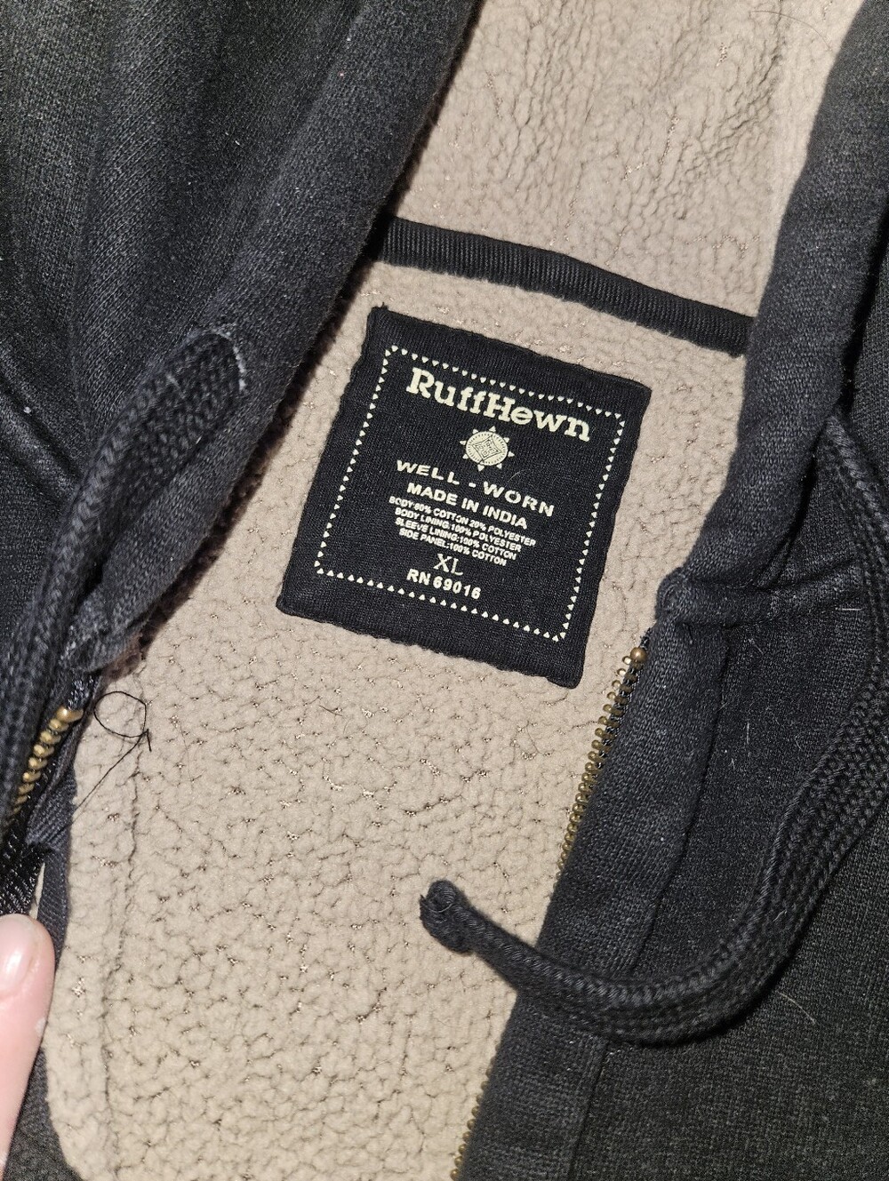 Ruff Hewn Black Jacket with Tan Sherpa Lining